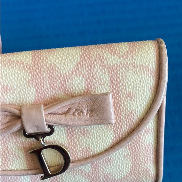 Dior Pink and Cream Key Case with Silver Charm - Picture 2 of 9